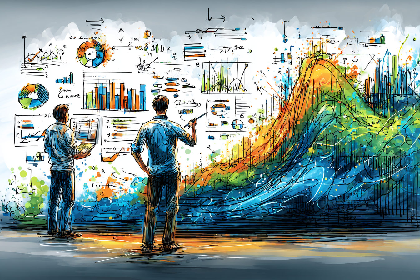 Leader reviewing a clear growth plan with charts and checklist